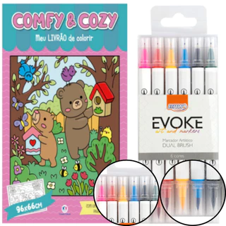 Kit Livro de Colorir livrao Bobbie Goods + 6 Marcadores Com pontas dupla em Oferta na Shopee
