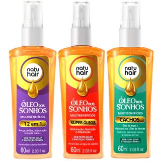 Kit Óleo dos sonhos 12 em 1 + Óleo dos sonhos Super Óleos + Óleo dos sonhos Cachos Natuhair 60ml