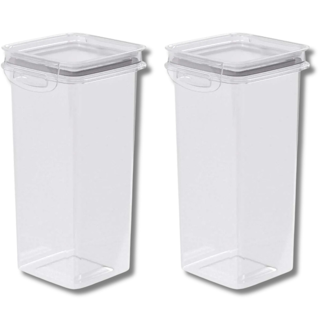 kit 2 Pote Hermético Quadrado com Travas na Tampa de 1,24 Litros