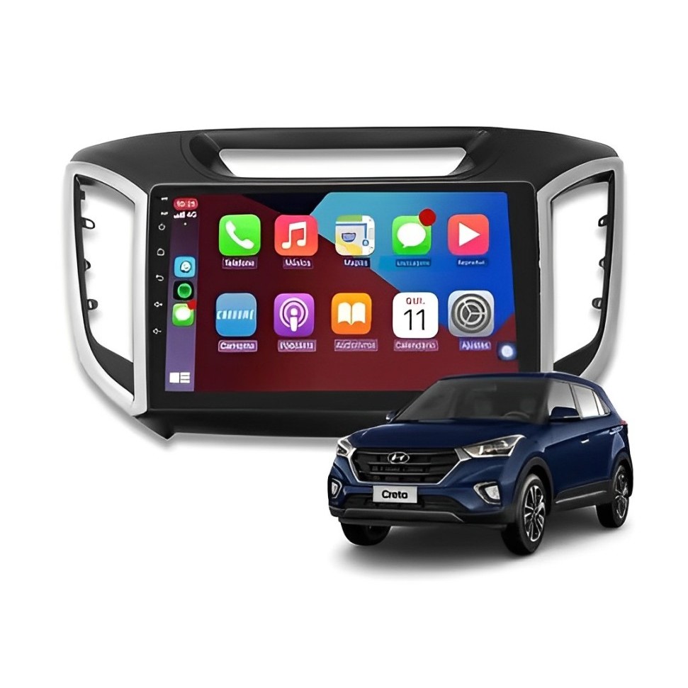 Kit Multimidia Creta 2017 / 2024 CarPlay AndroidAuto 9 Pol BT USB FM ...