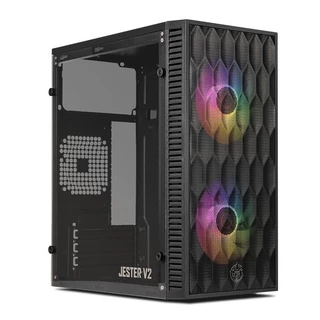 Gabinete Gamer TGT Jester V2 Rainbow Mini-Tower Lateral de Acrilico c/2 Fans, Preto TGT-JSRV2-BKGF02 em Oferta na Shopee