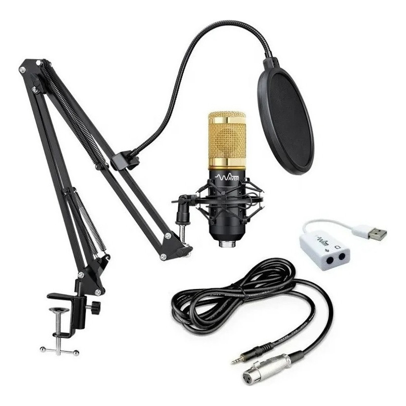 Microfone Condensador Bm800 + Suporte Mesa+ Pop Filter Waver