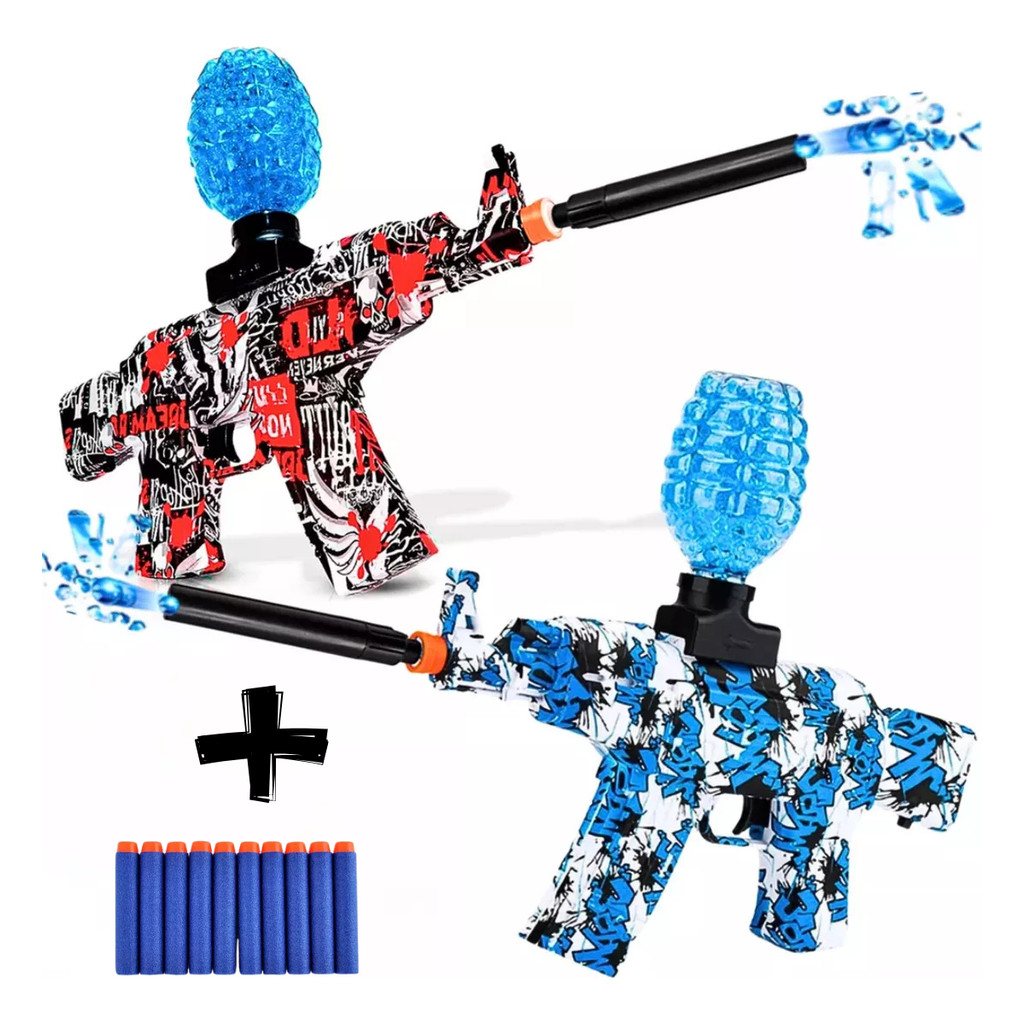 Arma De Gel E Dardos 2 Em 1 Metralhadora Elétrica Bolinhas