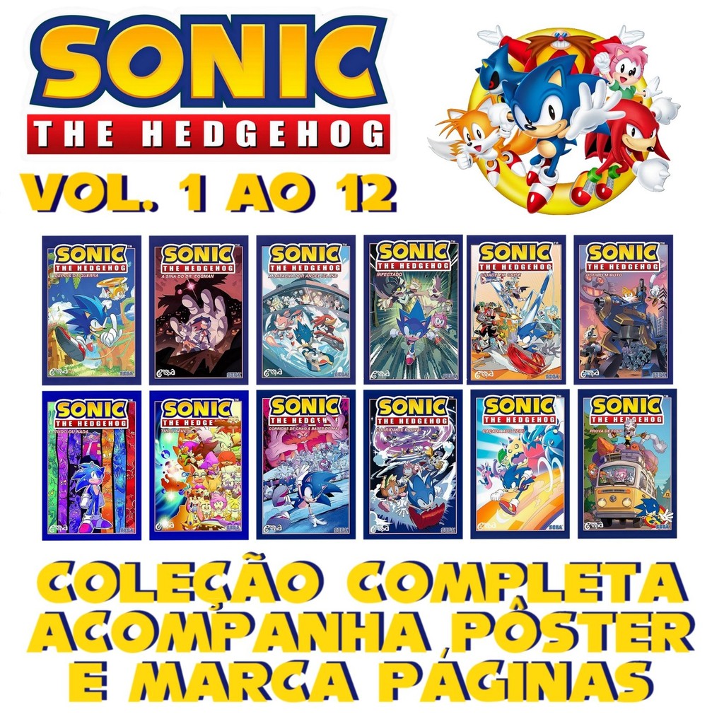 Sonic The Hedgehog Coleção Volumes 1 ao 12 Ian Flynn Marcadores e