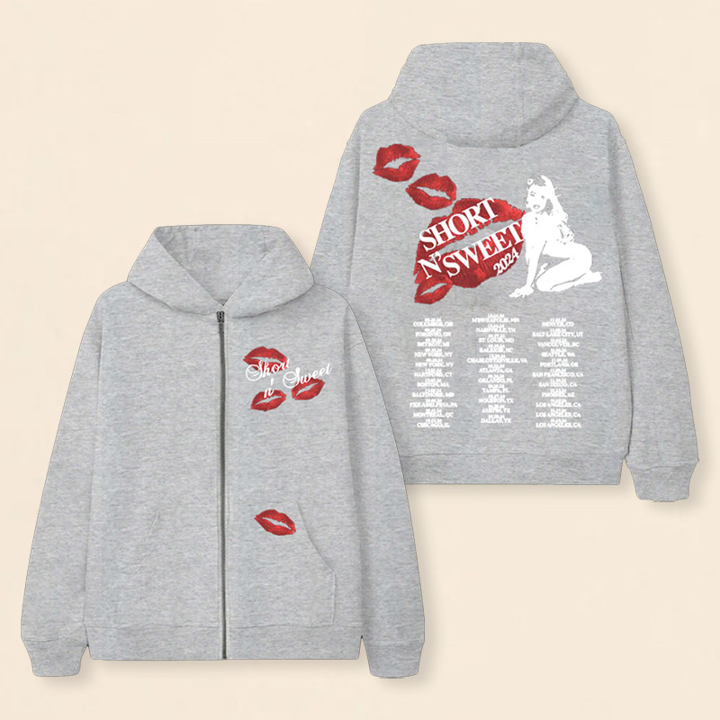 Sabrina Carpenter Merch Short N'sweet Tour Zip-Up Moletom