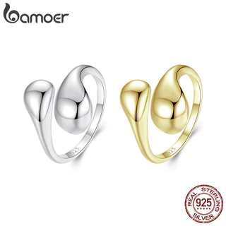 Bamoer 925 Sterling Sliver Anel Aberto Gota De Água Moda Joias Presentes Para Mulheres em Oferta na Shopee
