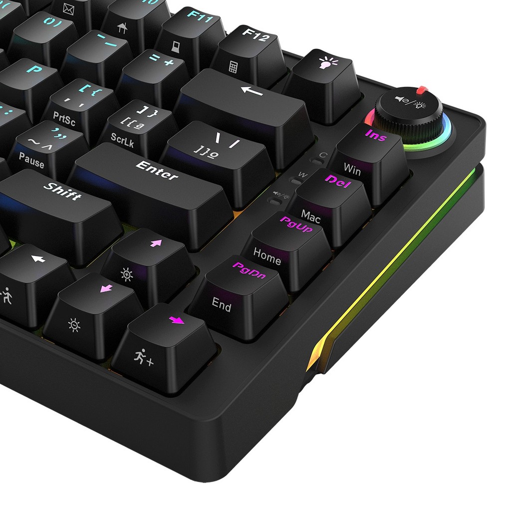 Teclado Mecanico 75% Pcyes Rasec - Gasket Mount - Gateron Blue - Led Rgb - Twgblrgb