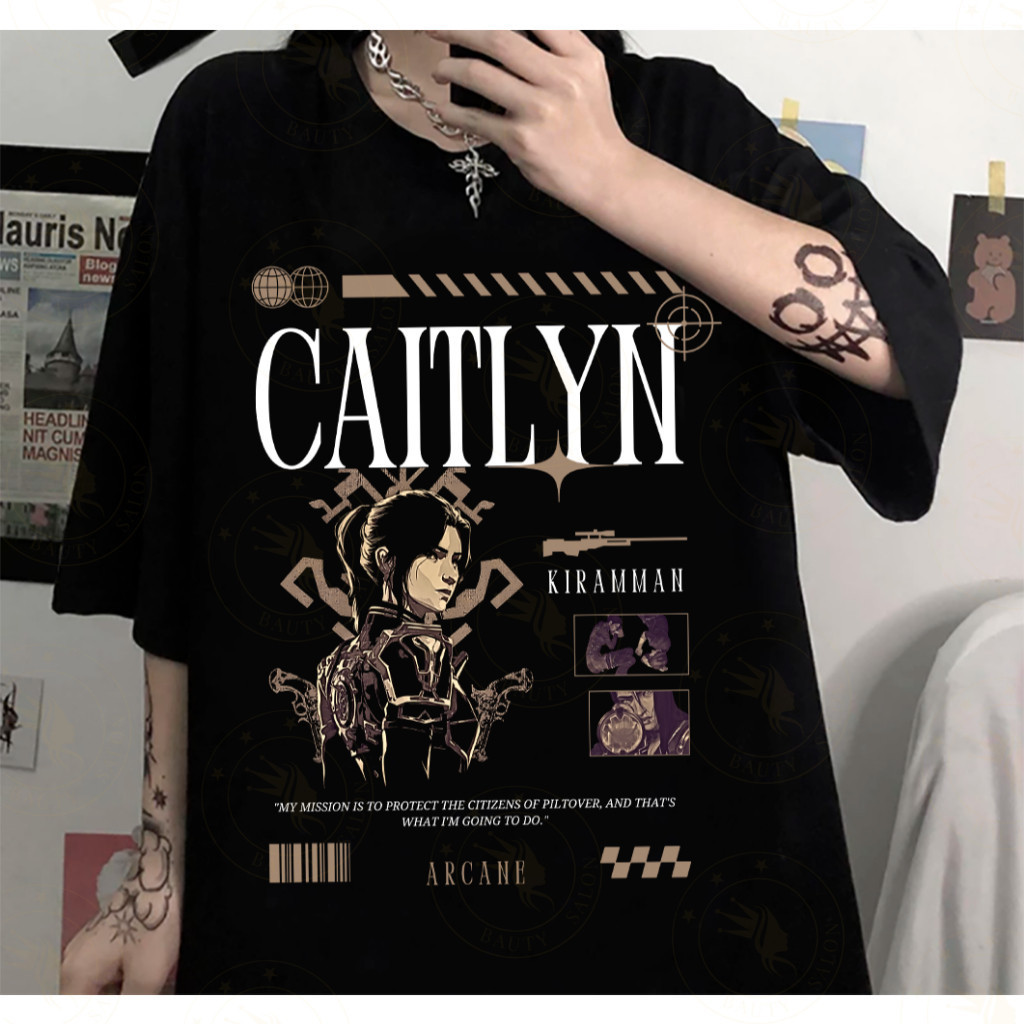 Camiseta Caitlyn Kiramman Arcane Jinx League of Legends 100% Algodão Unissex