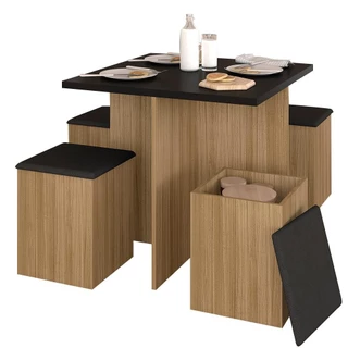 Mesa Com 4 Banquetas Berlim Boreal/preto Fosco/pret - Móveis Arapongas