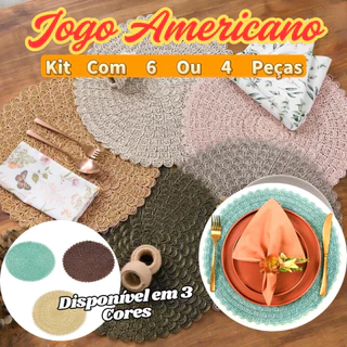 Jogo Americano Descanso De Mesa De Jantar Flexível Kit Com 6 Ou 4 Peças 38Cm Elegante E Rústico em Oferta na Shopee