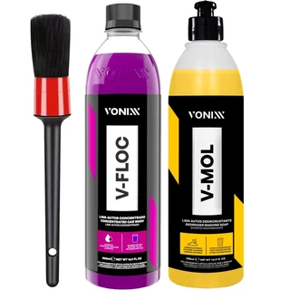 Kit V-mol Vonixx e V-Floc Shampoo Produtos para Lavagem de Moto Carro Vonixx + Pincel em Oferta na Shopee