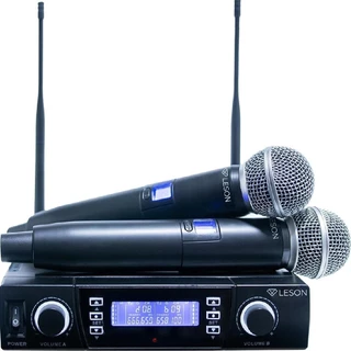 Par Microfone Duplo Profissional Leve Sem Fio Bastão de Mão para Canto Show Igreja Palco LeSon Lsx02