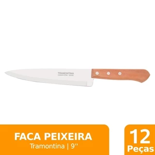 Faca Peixeira Tramontina 9" Aço Carbono, Cabo Madeira com Goiabão - Embalagem com 12 Unidades em Oferta na Shopee