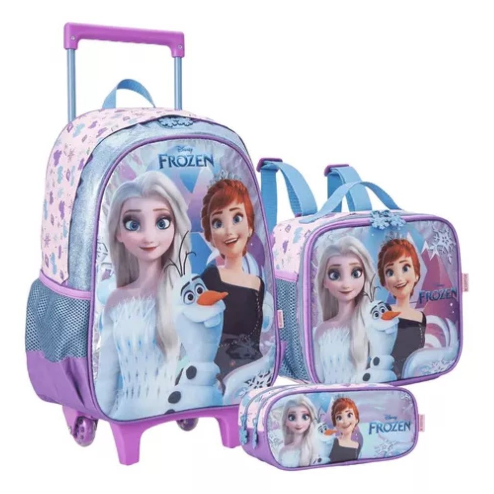 Mochila De Rodinhas Lancheira E Estojo Frozen Escolar | Shopee Brasil