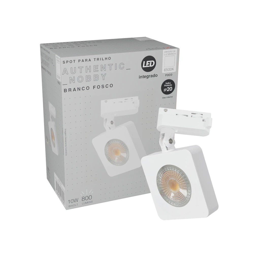 Spot Led Trilho Authentic Nobby 10w 6500k Quadrado Bf Deluxe