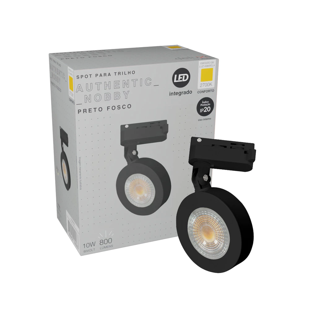 Spot Led Trilho Authentic Nobby 10w 2700k Redondo Pf Deluxe