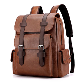 Mochila Masculina Grande Capacidade para Computador - Couro PU, Viagem e Lazer, Confortável,Remessa do Brasil