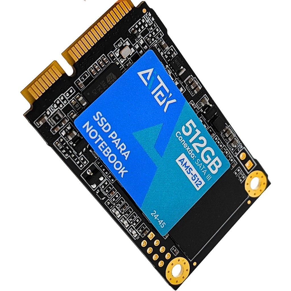 SSD MSATA III 512GB LEITURA 500MB/s, GRAVAÇÃO 445MB/s AMS-512
