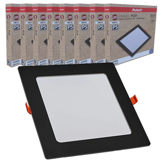 Kit 8 Painel Plafon Pop Quadrado Embutir Luz Branco Frio 6500K Bivolt 24w Avant