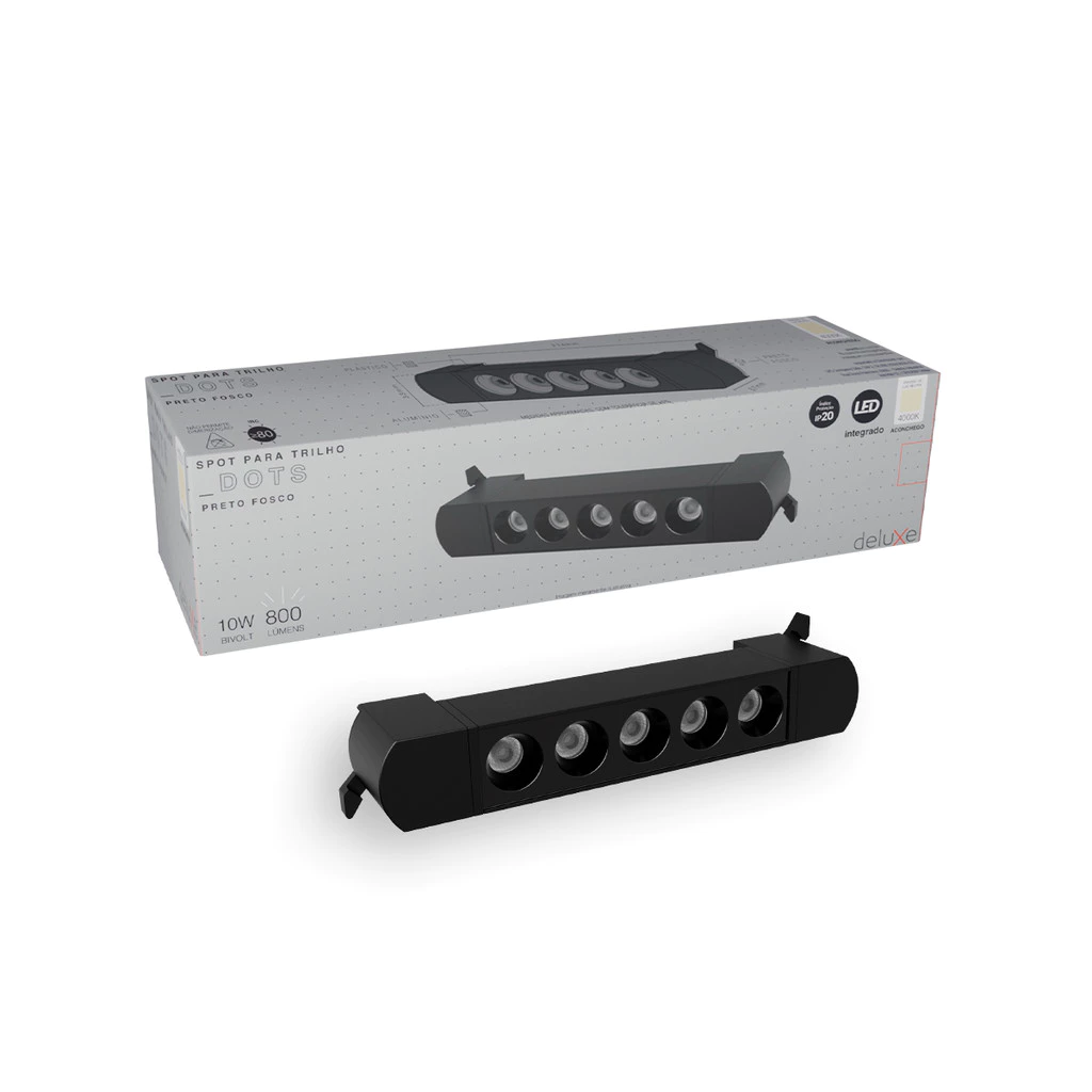 Spot Led Trilho Authentic Dots 10w 4000k Preto Fosco Deluxe