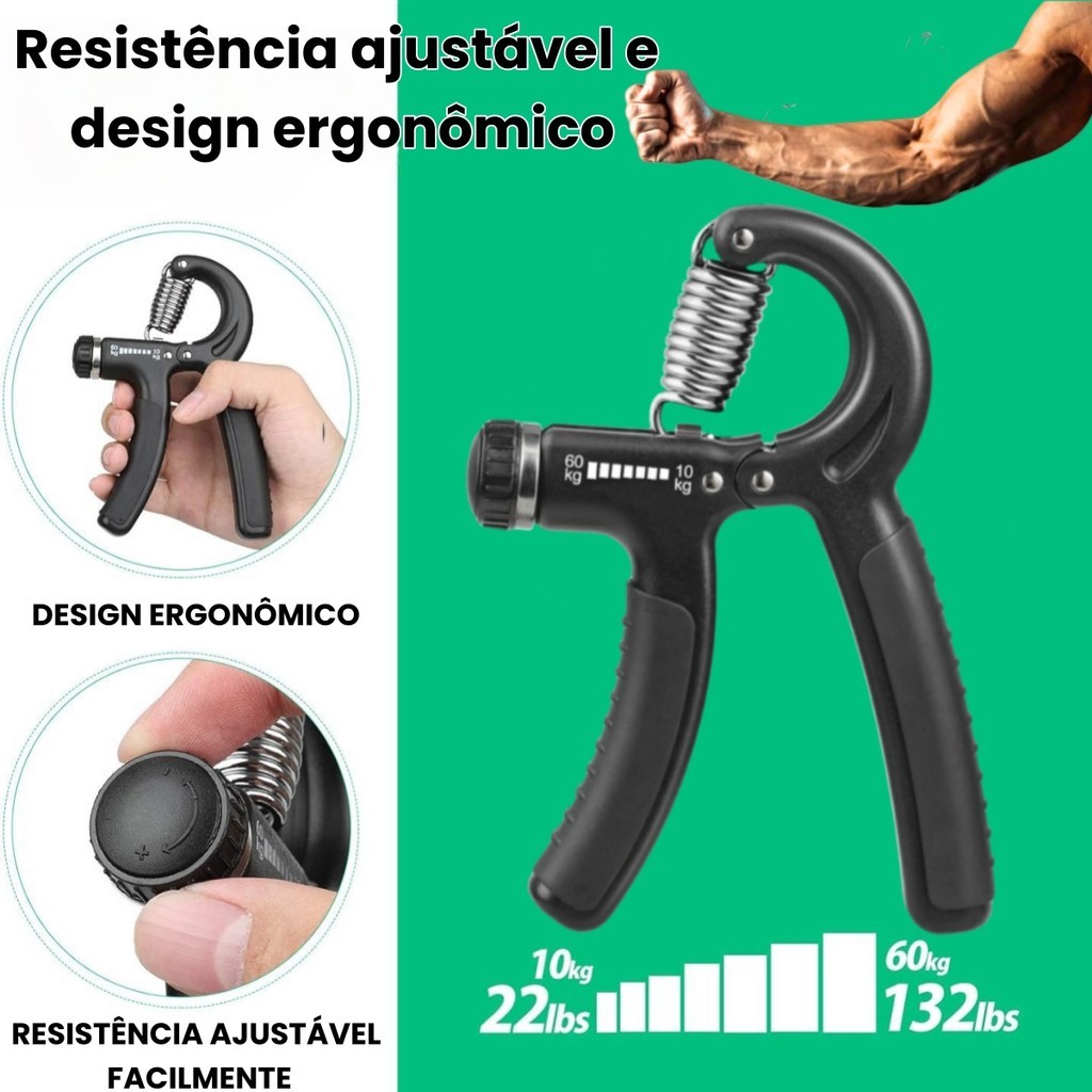 Hand Grip Flexor De Punho Exercício Para Mãos Ajustável Mola Treinar Antebraço 60kg Fortalecedor de Mão