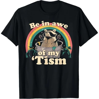 Camiseta Masculina Autism Funny Be In Awe Of My 'Tism Meme Autistic Raccoon T-Shirt
