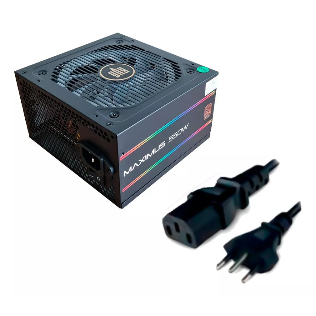 Fonte Atx 550w 80 Plus Bronze Pfc Ativo Bivolt Com Rgb | Shopee Brasil