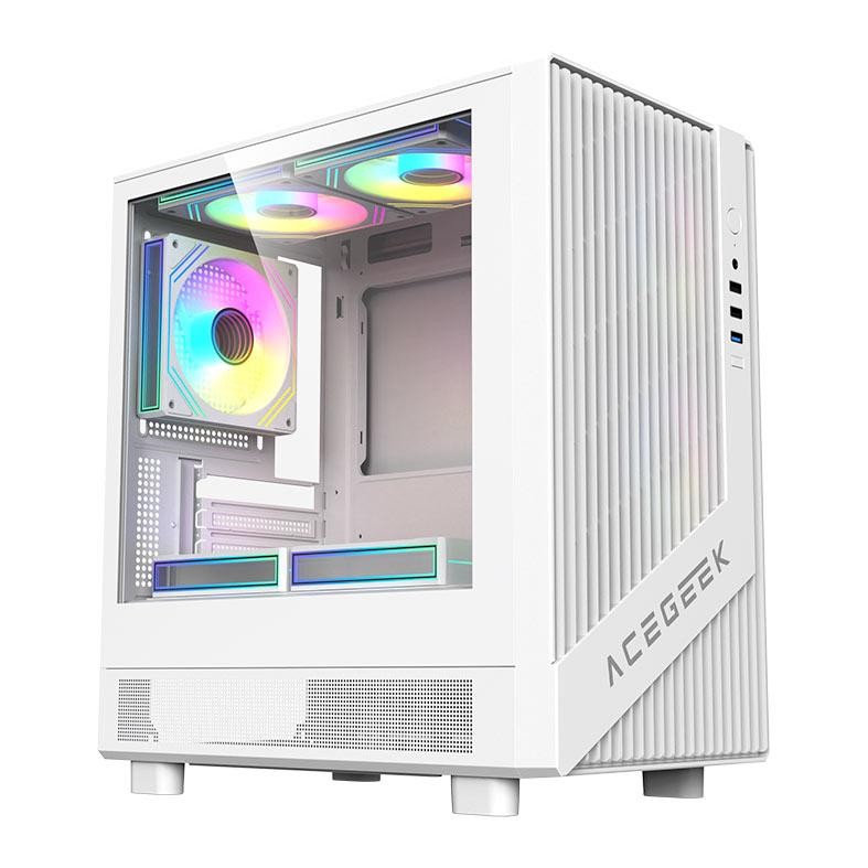 Gabinete Gamer Acegeek Blade, Mid-Tower, Lateral de Vidro, Branco, AG-BLADE-WH