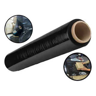 Bobina Papel Filme Stretch Plástico Preto 500 Metros