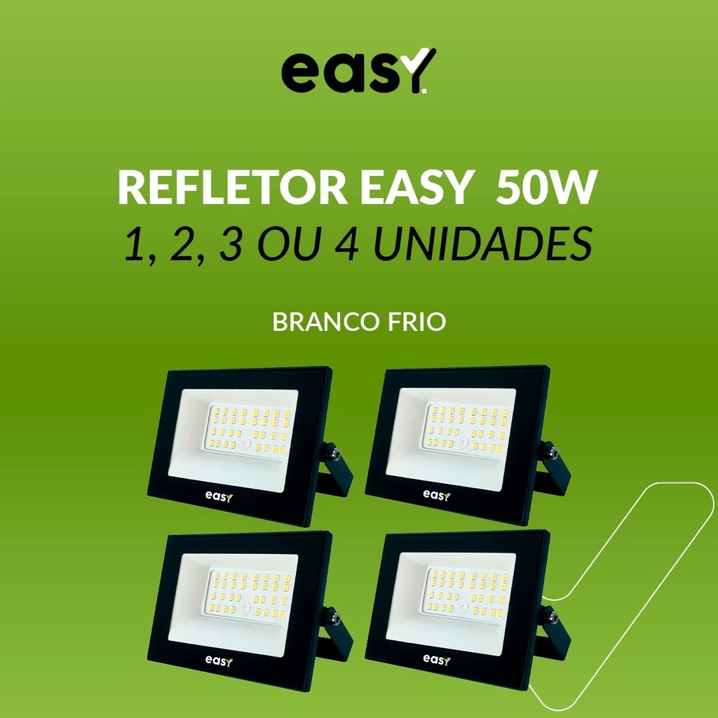 Refletores Led 50W 6500k 110v/220v Ip66 1, 2, 3 ou 4 Unidades Easy