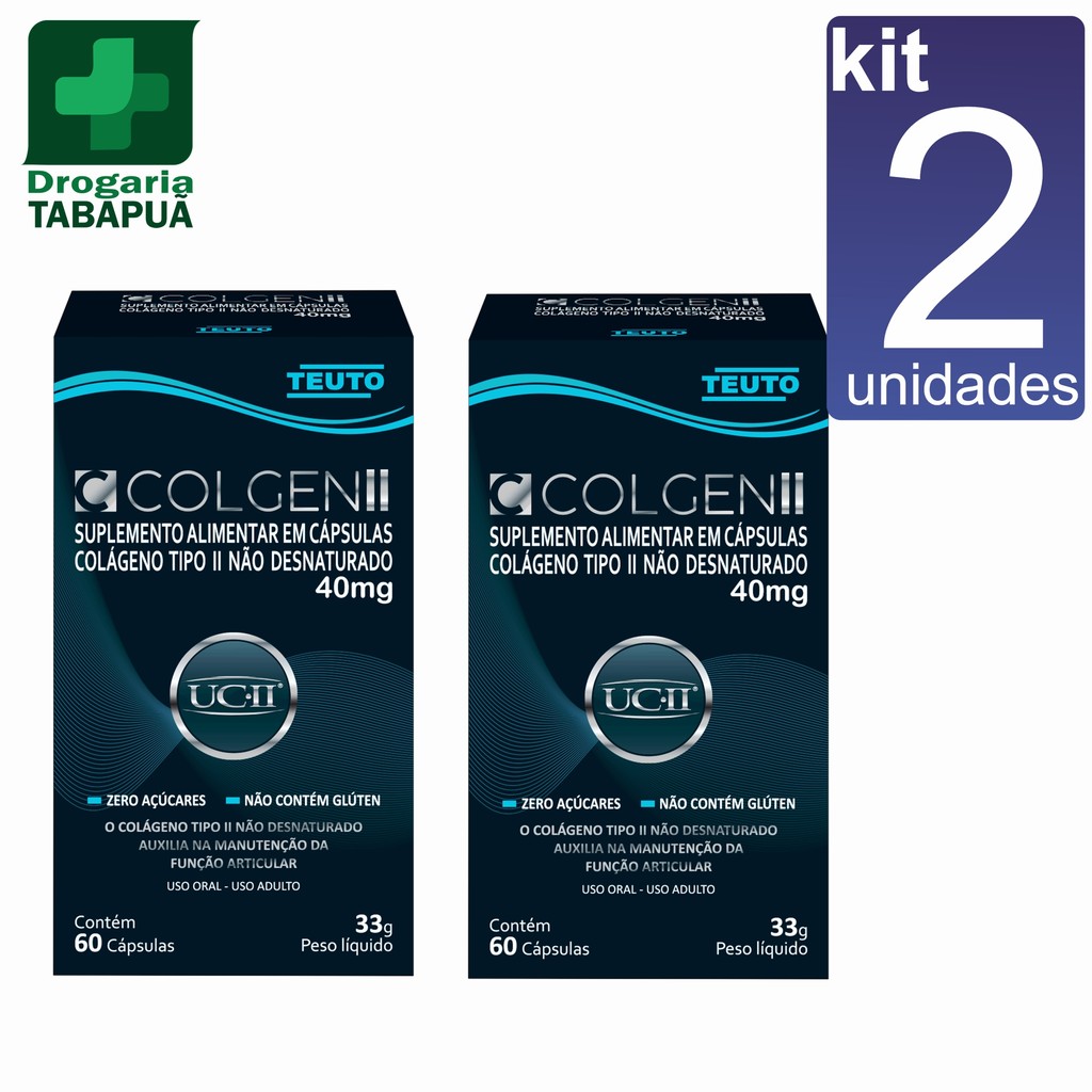kit 2 Colágeno Tipo 2 40mg Colgen II 60 cápsulas - Teuto - Artrite e ...