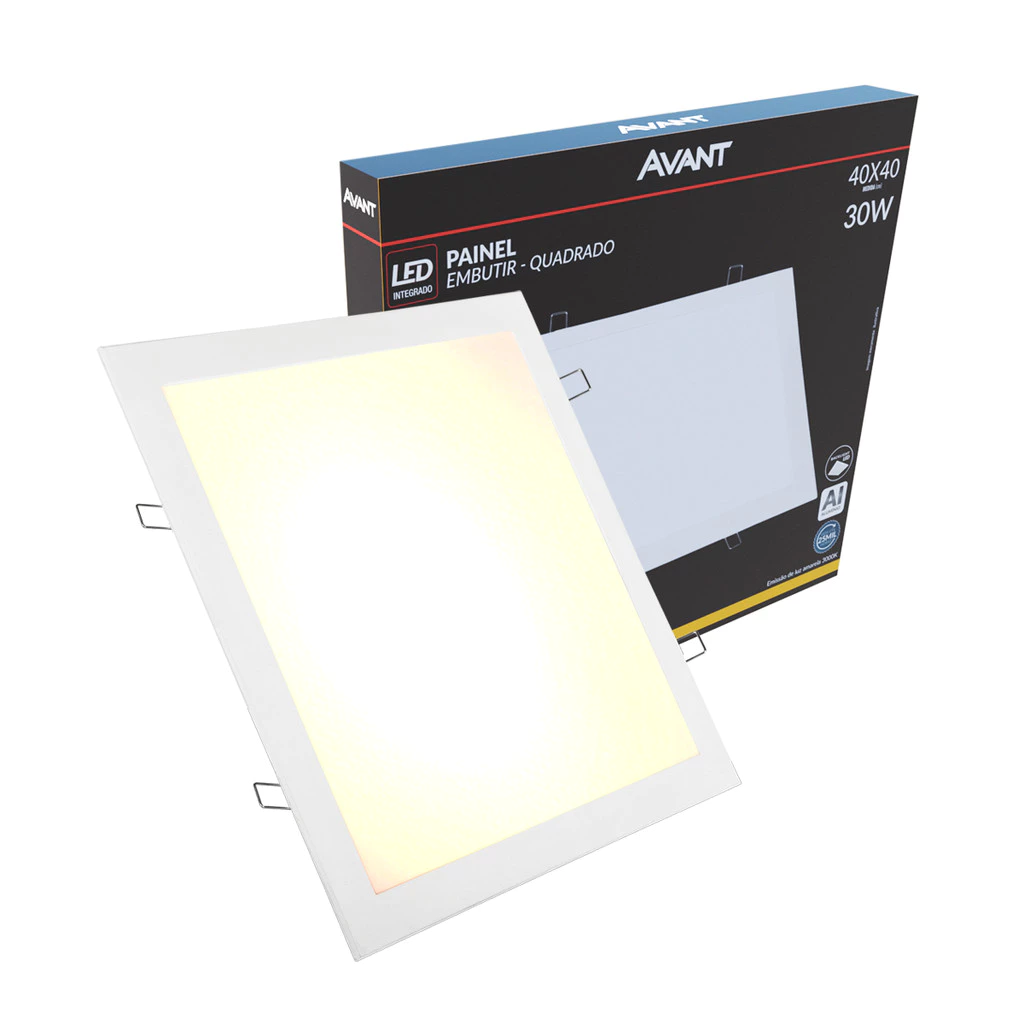 Painel Led Alu 30W 3000k Emb. Quadrado 110v/220v 40cm Avant