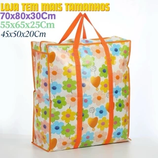 Sacola Sacolão 70x80x30Cm Ou 55x65x25Cm Ou 45x50x20Cm Sacoleira Bolsa Viagem Com Alça De Mão E Ziper em Oferta na Shopee