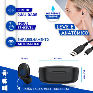 Fone De Ouvido Fone Bluetooth 5.0 Fone Sem Fio Fone Gamer Fone TWS Fone Esporte Fone com Display — foto 3 — Achou Levou Brasil