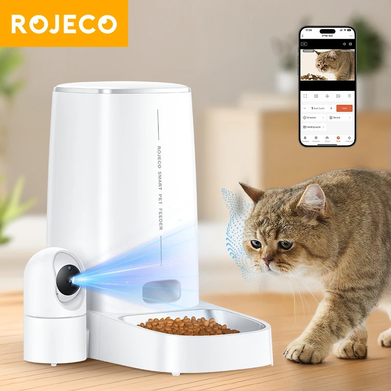 ROJECO 4L Comedouro Automático para Gatos com Câmera Dispensador de ...