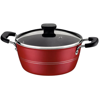 Caçarola 24cm Tramontina Sicília em Alumínio Antiaderente Vermelha - 4,3 L em Oferta na Shopee
