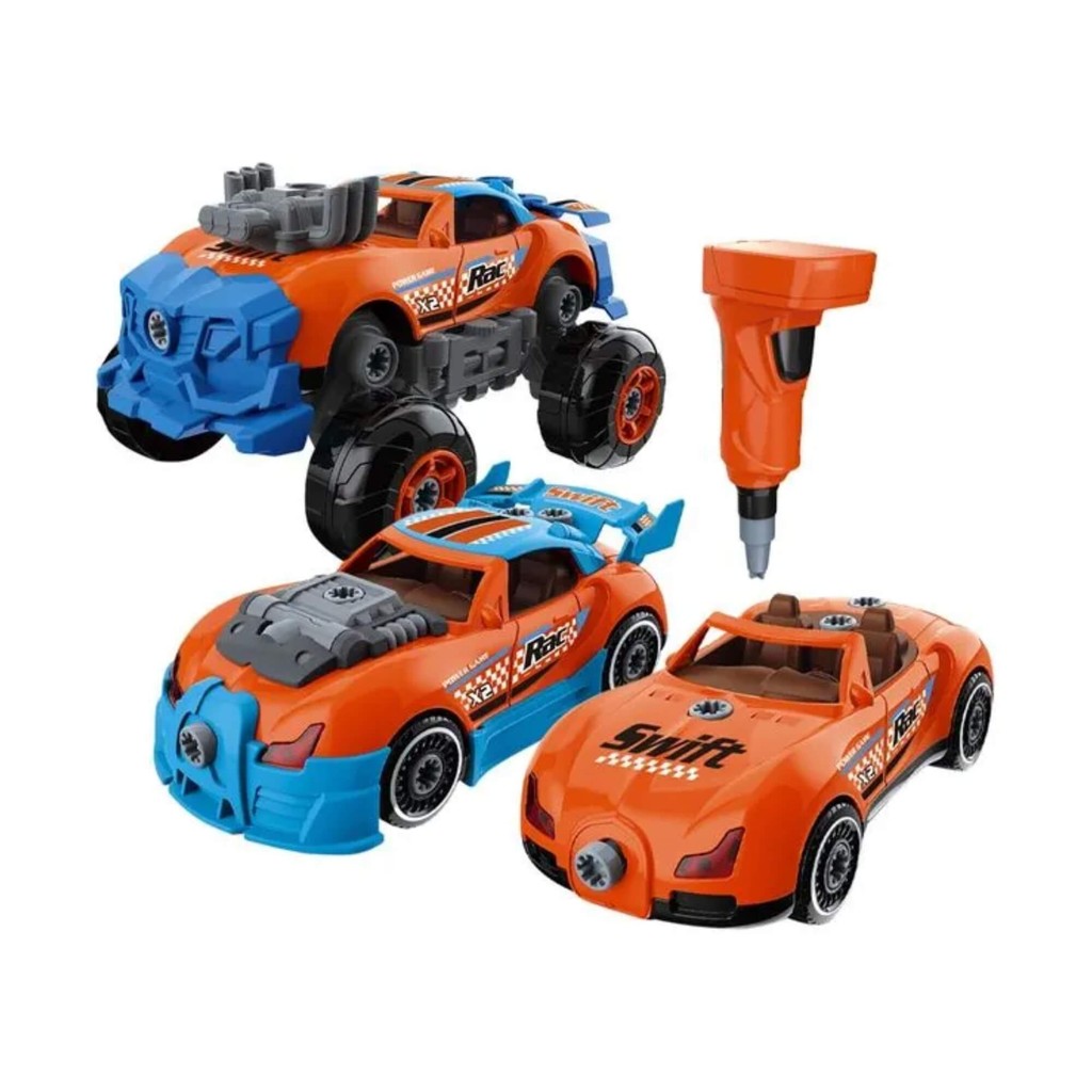 Brinquedo Infantil Carrinho Turbo Tools Mustang/Bugatti 3 em 1 com