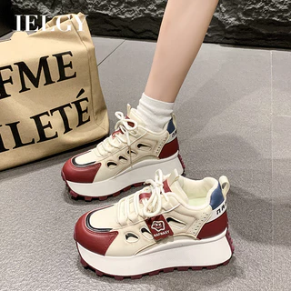 IELGY Calçados Esportivos De Sola Grossa Com Aumento De Altura Para Mulheres , Sapatos Versáteis E Casuais De Cano Alto