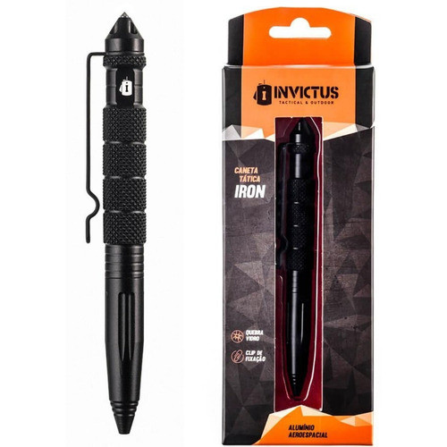 Caneta Tática Invictus Iron Quebra Vidro Ponta Tungstênio