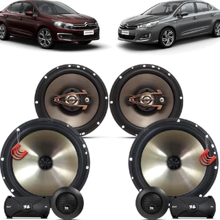 Kit Alto Falantes Dianteiros + Traseiros Citroen C4 Lounge 2014 Até 2020 - Hurricane Platino 640w em Oferta na Shopee