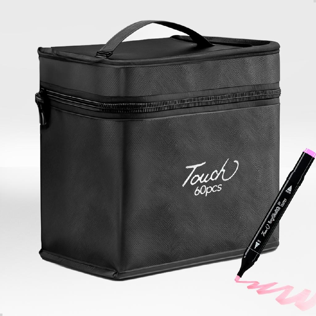 Conjunto Canetinhas 60 Cores Ponta Dupla Fina Grossa + Estojo