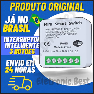 Interruptor Inteligente Mini Módulo WIFI 16A Mini Disjuntor Smart Funciona Com Alexa Google Tuya e Controle de Voz