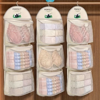 Organizador De Malha Suspensa De 3 Camadas Para Roupas Íntimas, Meias E Sutiãs-Bolsa De Armazenamento Montada Na Parede