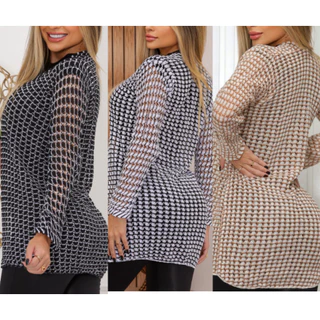 Kit Cardigan com 3 Unidades Kimono Blusa Cardigan Tricot