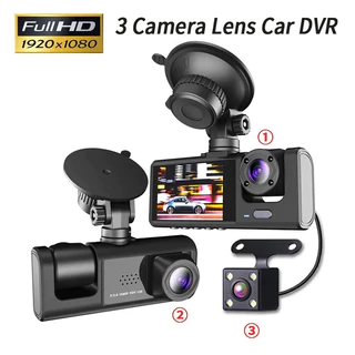 Novo Carro DVR HD 1080P 3 Lentes Dentro Do Veículo Traço Camtrês Vias Câmera DVRs Gravador Dashcam Filmadora