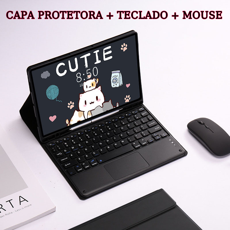Para Samsung Galaxy Tab S6 Lite 10.4 A8 Capa De Couro Magnética Com Teclado E Mouse