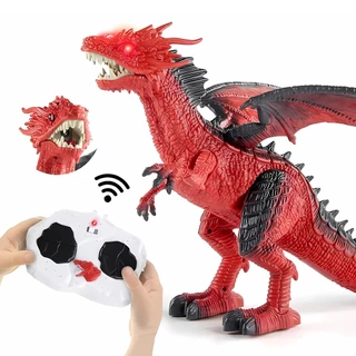 Dragão de Fogo Boneco Controle Remoto Anda C/ Luz Som E Solta Fumaça - Castela