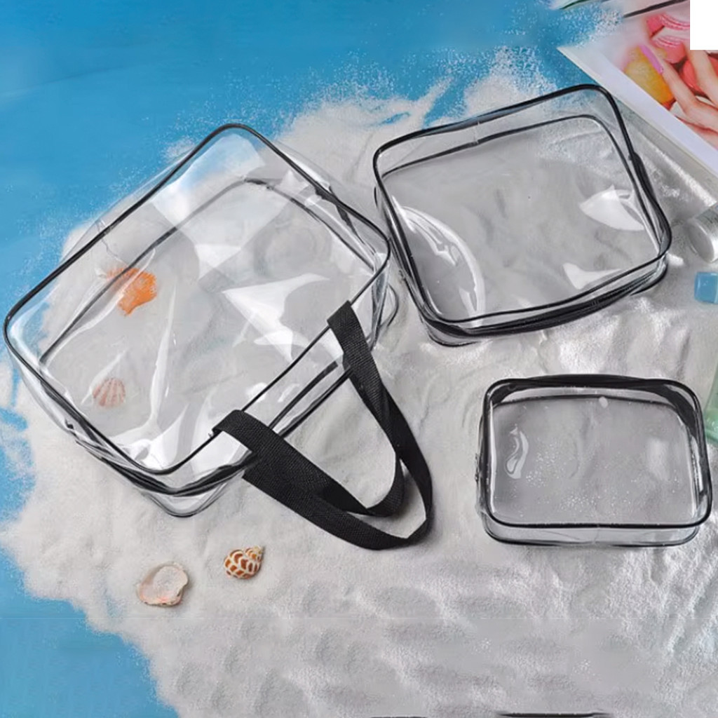 Kit 3 Bolsa Viagem Transparente Nécessaire Impermeável
