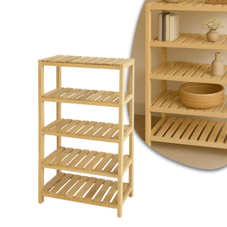 Prateleira Estante 5 Andares de Madeira Pinus Natural 120x70x30cm Multiuso Rústica Decorativa