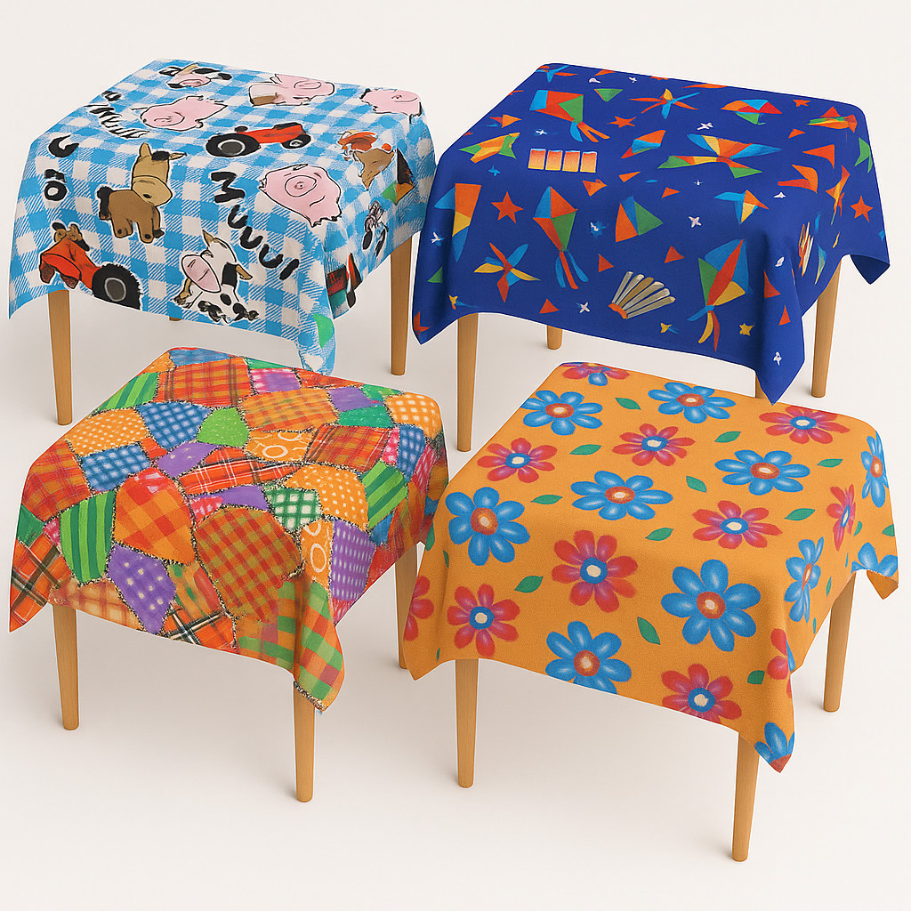 Kit Toalha de Mesa Festa Junina Arraiá TNT Estampado (2 Toalhas de 1m x ...